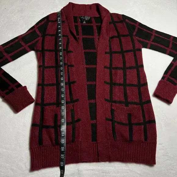 Romeo & Juliet Couture Window Pane Pattern Open Front Knit Cardigan Size S - Picture 8 of 8